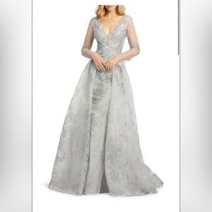 Mac duggal Beaded Embroidery Long-Sleeve Gown